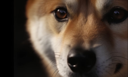 Portrait of a shiba inu dog, close-upの素材