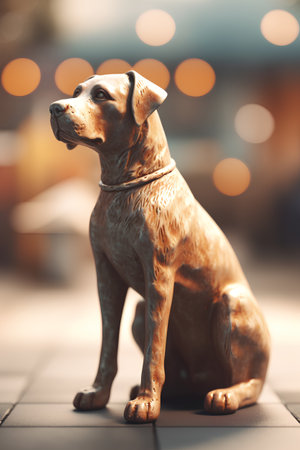 Cute dog with bokeh background. Vintage color tone.の素材