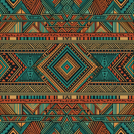 Seamless geometric African pattern. Ethnic ornament on the carpet. Aztec style. Tribal ethnic vector texture.の素材