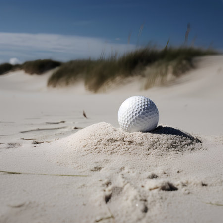 Golf ball on sand dunes in the North Sea, Germanyの素材