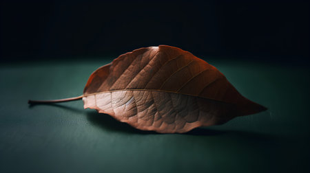 Dry leaf on a dark background. Vintage style toned pictureの素材
