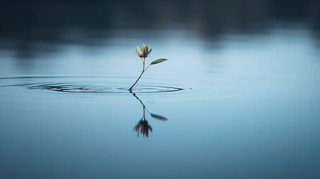 Water lily with reflection in the water. Abstract natural background.の素材