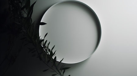 3d render, abstract background, modern interior design, round mirrorの素材