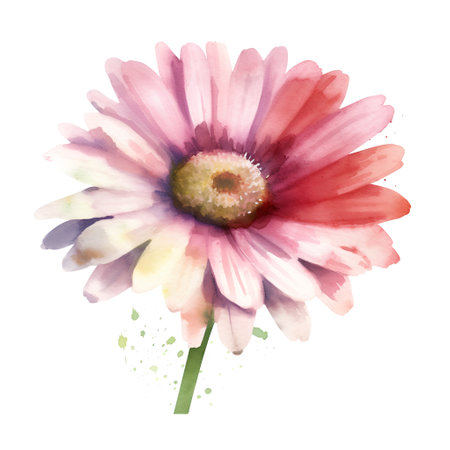 Watercolor gerbera flower. Hand painted illustration isolated on white backgroundの素材