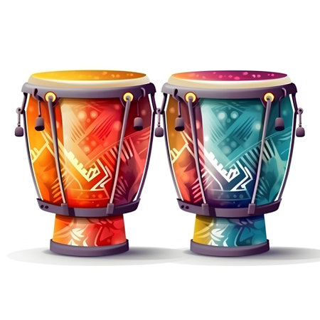 Illustration of a pair of drums isolated on a white background.の素材