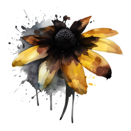 Sunflower. Watercolor illustration on a white background. Isolated.の素材