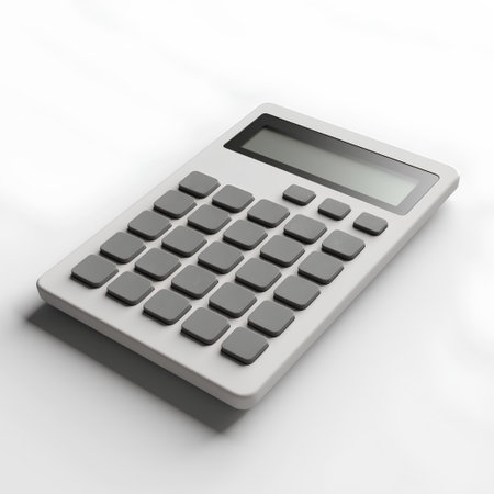 Calculator isolated on a white background. 3d rendering.の素材