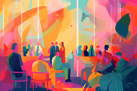 Group of business people meeting in office. Vector illustration in flat styleの素材