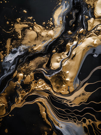 Marble abstract acrylic background. Marbling artwork texture. Agate ripple pattern. Gold powder.の素材