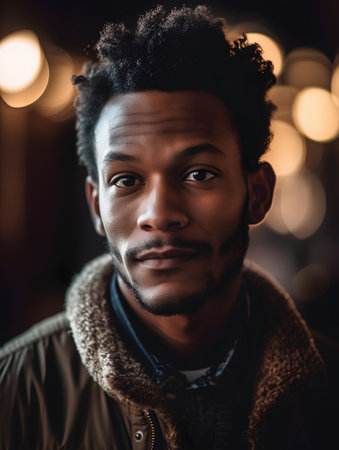 Portrait of a handsome african american man looking at cameraの素材