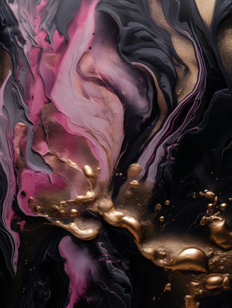 Marble abstract acrylic background. Marbling artwork texture. Agate ripple pattern. Gold powder.の素材