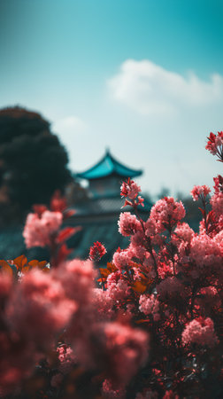 Beautiful cherry blossoms in Nara, Japan. Selective focus. Toned.の素材