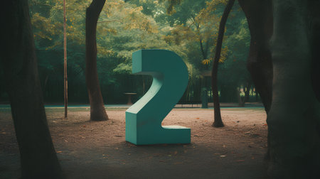 3d rendering of number two in the park. 3d illustration.の素材