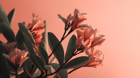 3D rendering of a bunch of red frangipani flowersの素材
