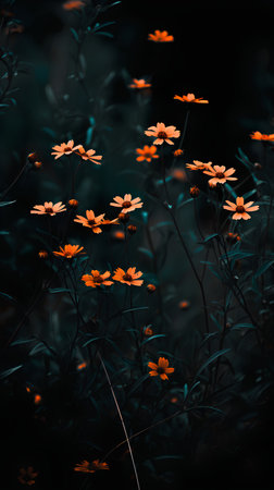 Beautiful orange cosmos flowers in the garden. Selective focus.の素材