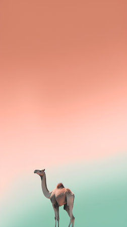 Camel in the desert against the background of the sunset. 3d renderingの素材
