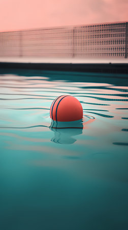 Red buoy floating on the surface of the pool. 3d renderingの素材
