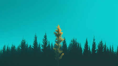 Silhouette of a coniferous forest. 3d renderingの素材