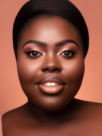 Portrait of beautiful african american woman with stylish make-upの素材