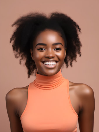 Beautiful african american young woman with afro hairstyleの素材