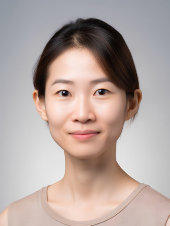 Portrait of beautiful asian young woman with clean and fresh skinの素材