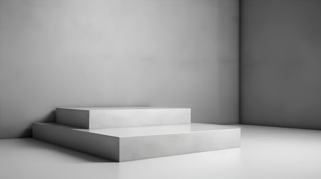Abstract scene with white podium and concrete wall. 3d render.の素材