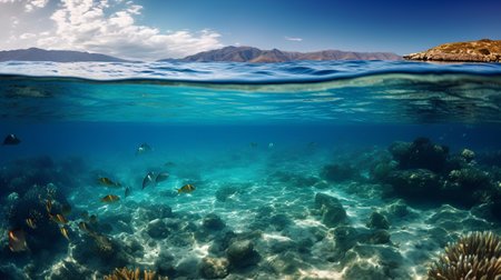Underwater view of coral reef and tropical fish. Seascape.の素材