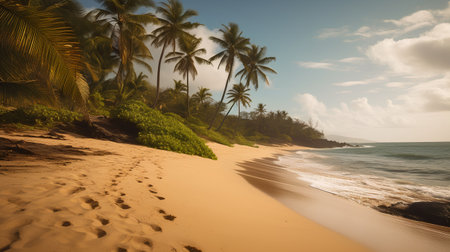 Tropical beach with palm trees and sand. Seascapeの素材