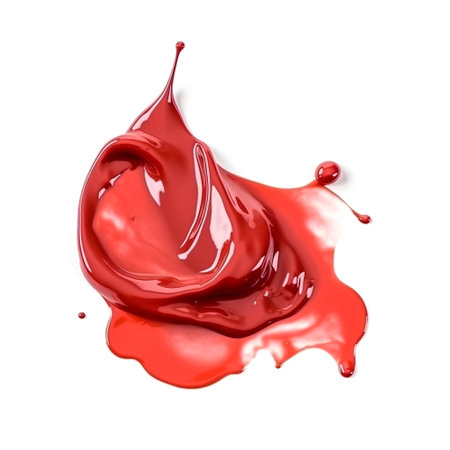 red paint splashing isolated on white background. 3d rendering.の素材