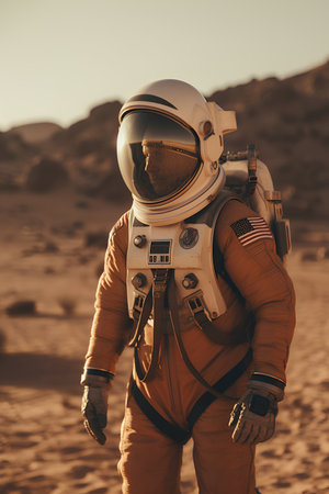 Astronaut in the desert. The concept of space exploration.の素材