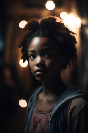 Portrait of a beautiful african american girl in the city.の素材