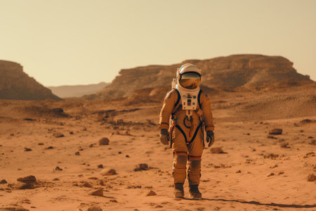 Astronaut in the desert. Astronaut in spacesuit.の素材