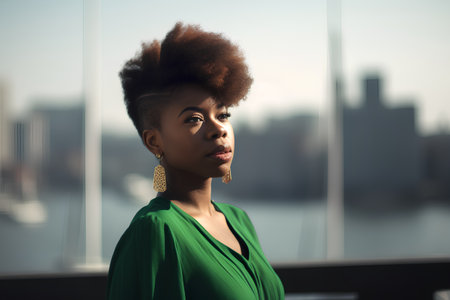 Portrait of beautiful african american woman with afro hairstyleの素材
