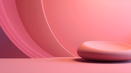 3d rendering of pink podium for product presentation. Abstract background.の素材