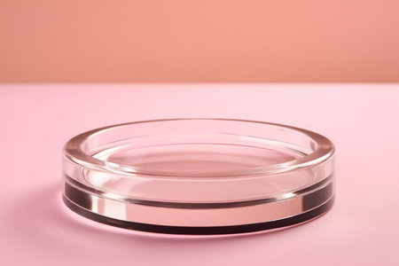 Glass cosmetic container on a pink background. 3d render illustration.の素材