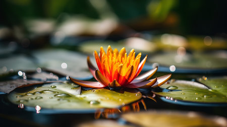 Beautiful lotus flower in the pond with soft focus background.の素材