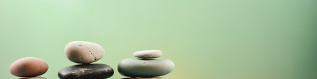 zen stones on green background with copy space for text or image.の素材