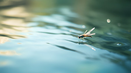 Dragonfly on the surface of the water, macro photography, backgroundの素材
