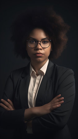 Portrait of a beautiful young african american businesswoman in glasses.の素材