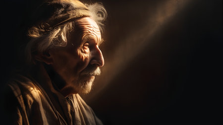 Portrait of an old man with a long beard and mustache.の素材