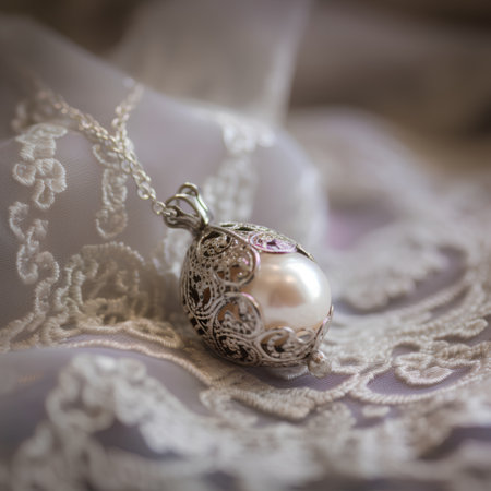 Silver christmas ball on lace background with bokeh effect.の素材