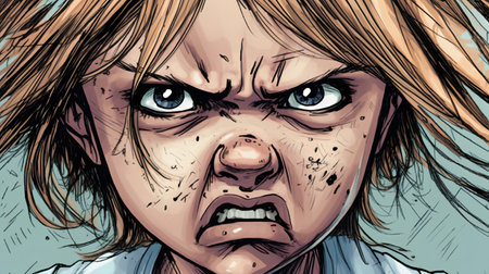 Vector illustration of a woman with tears on her face. Cartoon style.の素材