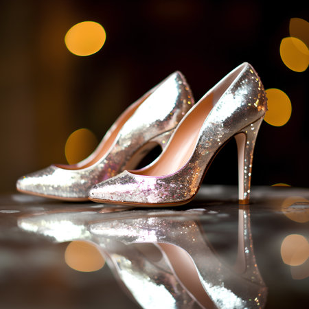 Wedding shoes on the background of the bokeh.の素材