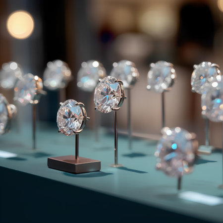 Jewelry display in a shop window. 3D rendering.の素材