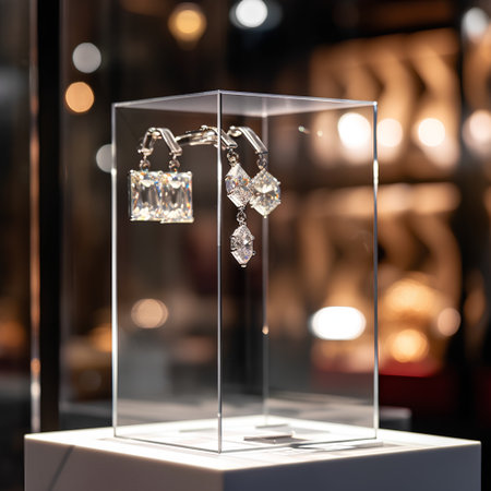 Jewelry display in a shop window. 3d rendering.の素材