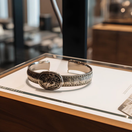 Luxury wedding rings on a table in a luxury jewelry storeの素材