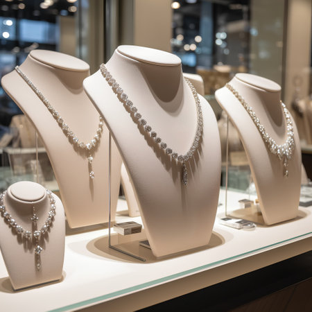 Jewelry display in a shop window. 3D rendering.の素材