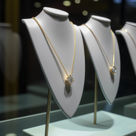 jewelry on display in a shop window in Paris, Franceの素材