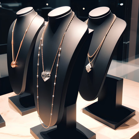 Jewelry on display at a jewelry store. 3D renderingの素材
