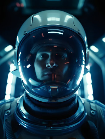 Astronaut in spacesuit in deep space. Science fiction.の素材